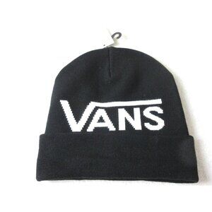 Vans Unisex Breaking Curfew Black White Logo Cuff Beanie Skull Cap Hat OSFA NWT